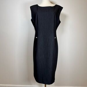 Calvin Klein Sleeveless Sheath Dress Navy Crewneck Pockets Women’s Size 10